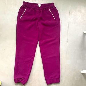 Purple dressy jogger elastic band pants